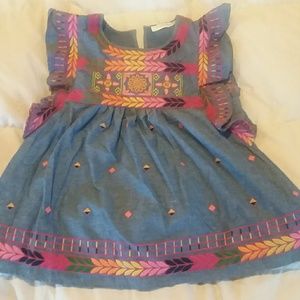 Embroidered ruffle babydoll top